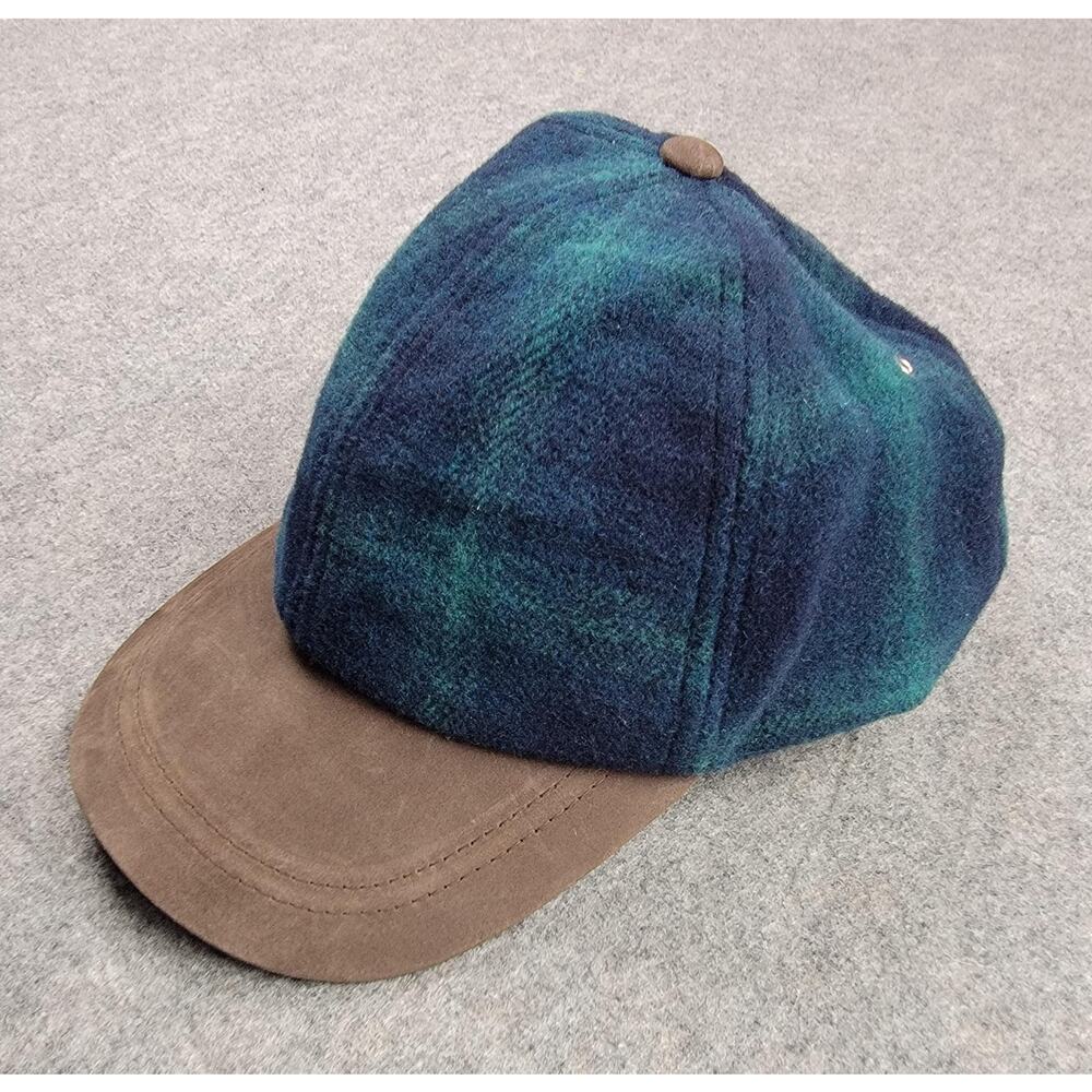 Vintage Structure Hat Cap Strap Back Mens Large XL Wool Plaid Leather 90s